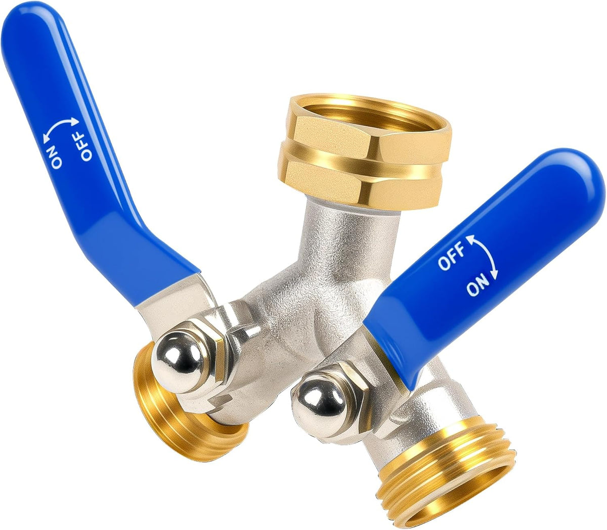 EJW Hose Splitter, 2 Way Hose Splitter, Garden Hose Splitters,Faucet Splitters, Outdoor Faucet Splitter, 2 Way Hose Connector,Brass Splitter, 3/4” GHT Threads.