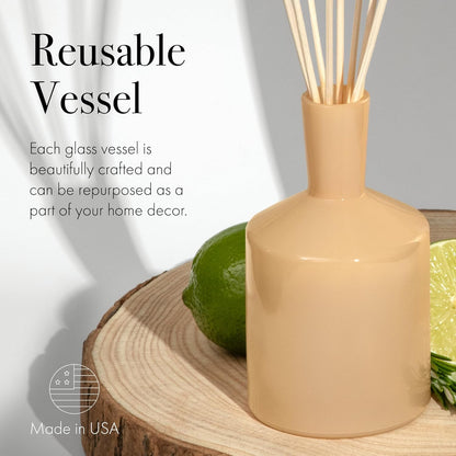 LAFCO New York Classic Reed Diffuser, Sea & Dune - 6 oz - Up to 3 Months Fragrance Life - Reusable Glass Vessel - Natural Wood Reeds - Made in The USA