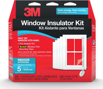 3M Indoor Patio Door Insulation, Insulator Kit for 6'-8" x 9' ft Patio Door, Keeps Cold Air Out and Warm Air In, Includes Heat Shrink Window Film and Scotch Window Film Mounting Tape (2144W-6)