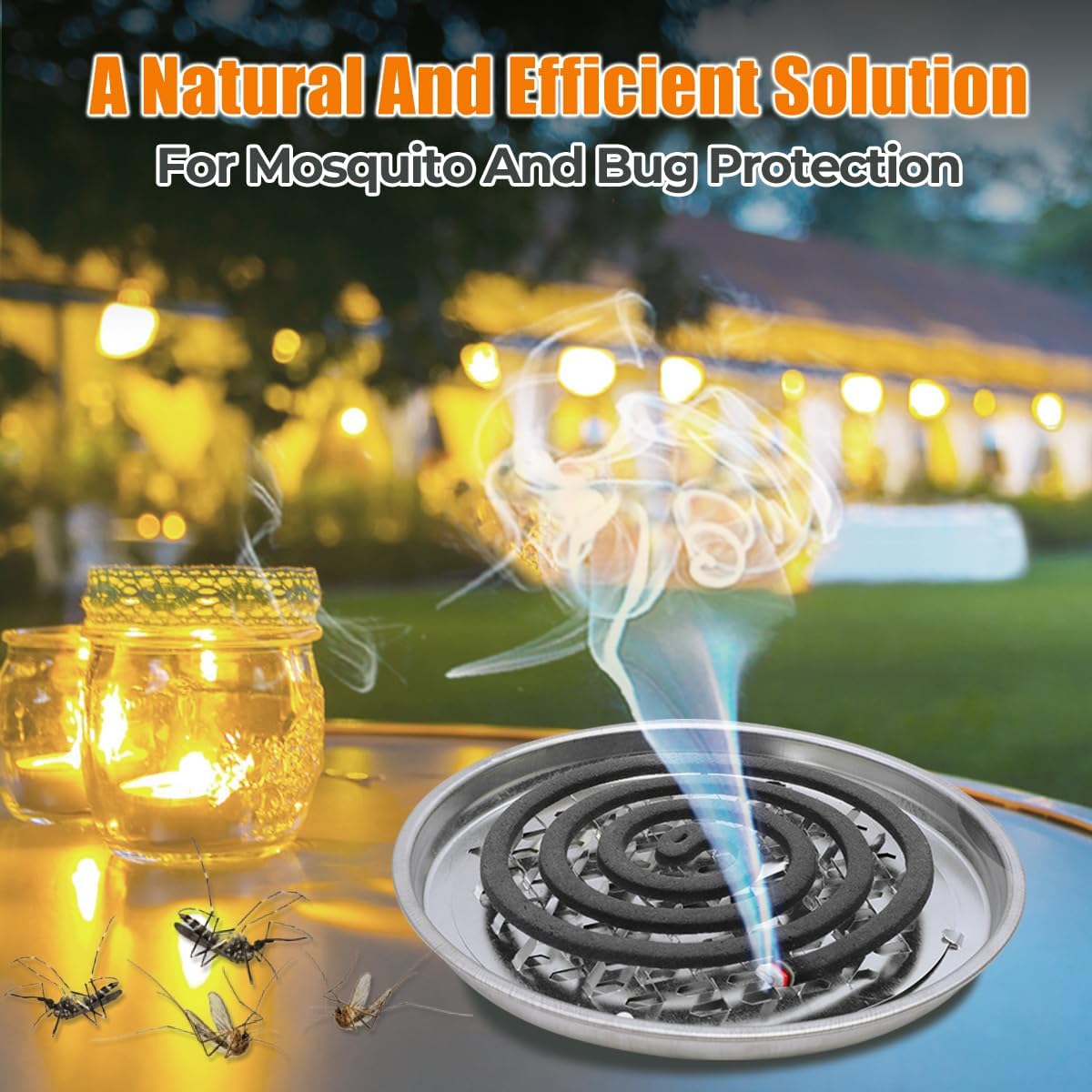 20 Pack Mosquito Repellent Coils, Natural Citronella Incense for Patio & Outdoor - 7 Hour Long Lasting Bug Repellent for Yard, Camping & Deck - Plant Based Insect Control with 1 Holder 2 Stands