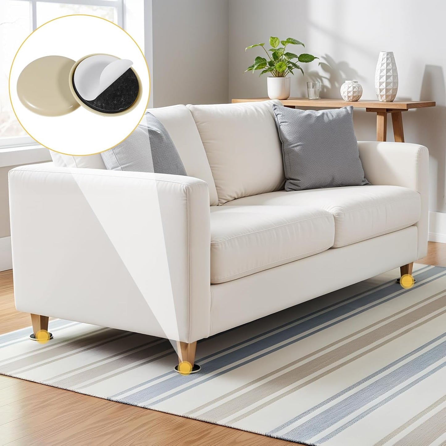 18 Pcs Furniture Sliders for Tile Floors,Moving Men, Reusable Furniture Glides for Hardwood Floors- Quickly and Easily Move Any Item, Round