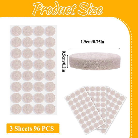 96 Pcs Felt Furniture Pads 3/4" Non Slip Chair Leg Pads Self Adhesive Chair Felt Pads Noise Canceller Anti Slip Furniture Stoppers for Hardwood Floors