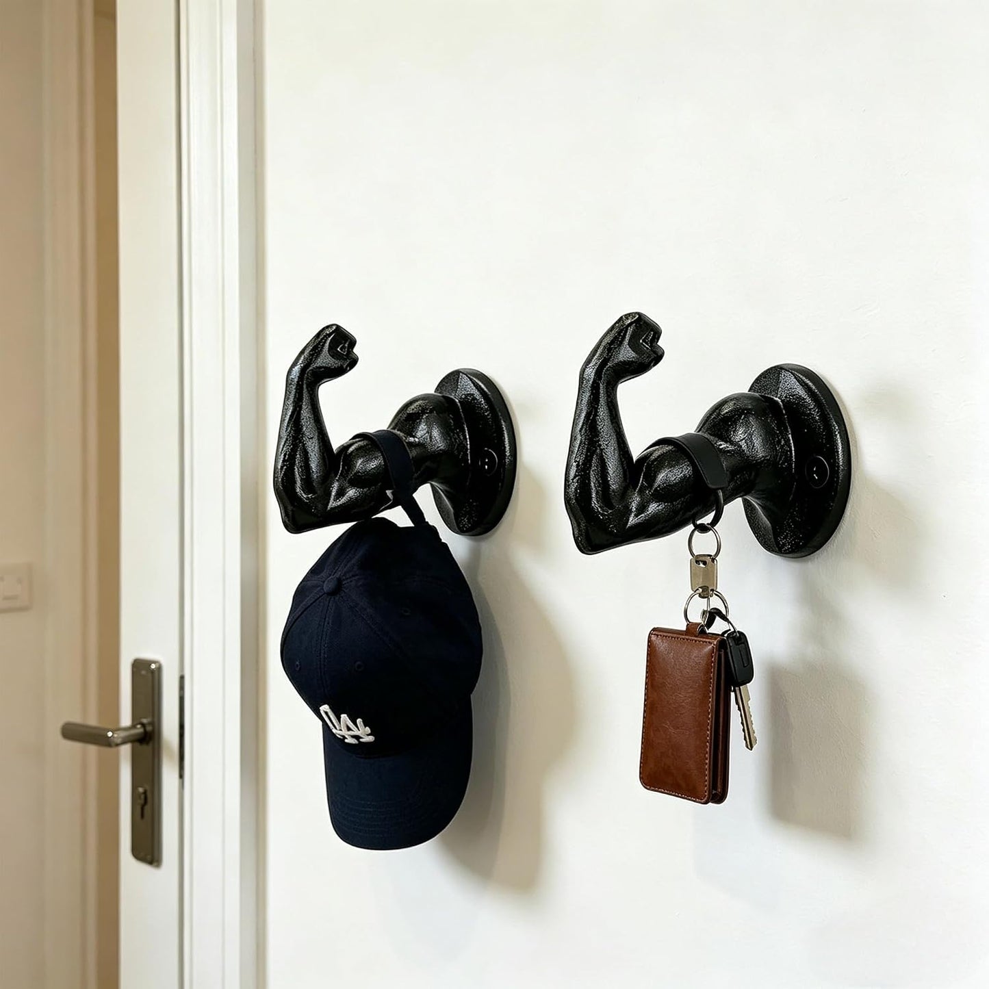 Coat Hooks Wall Mounted, Rustic Bat Key Hook Holder, Heavy Duty Decorative Black Wall Hooks for Mudroom, Towels, Hat Rack, Purse Hooks, Cast Iron Decorative ‎Antique Black Hooks