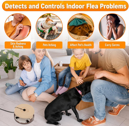 2 Pack Flea Traps for Inside Your Home, Indoor Flea Traps with 8 Sticky Pads, Flea Monitoring Trap for Home, Sticky Insect Catcher for Fleas, Moths & Gnats