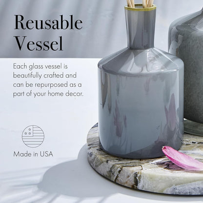 LAFCO New York Classic Reed Diffuser, Sea & Dune - 6 oz - Up to 3 Months Fragrance Life - Reusable Glass Vessel - Natural Wood Reeds - Made in The USA