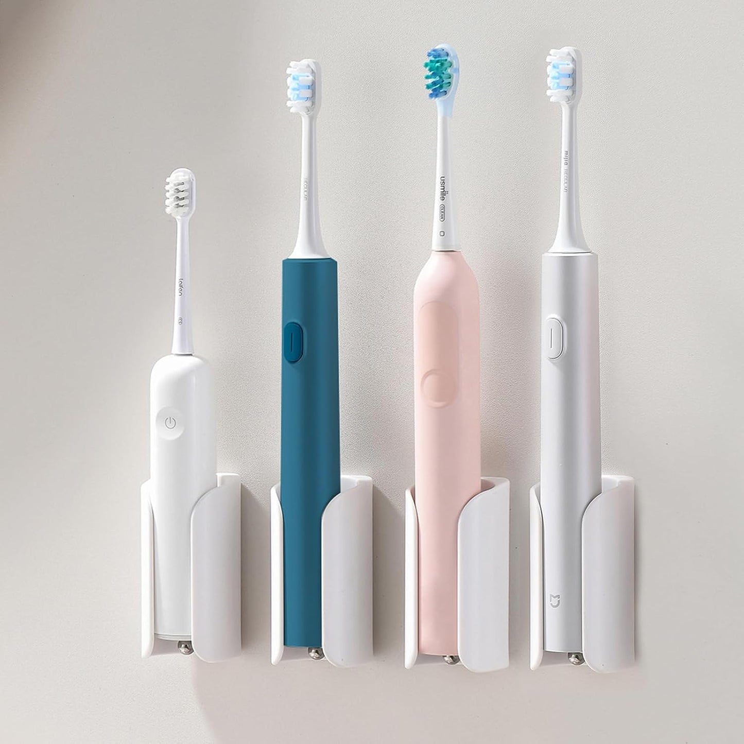 Electric Toothbrush Holder for Bathroom, Wall-Mounted Toothbrush Stand with Self-Adhesive, Compact Bathroom Caddy for Electric Toothbrushes (Clear-2pcs)
