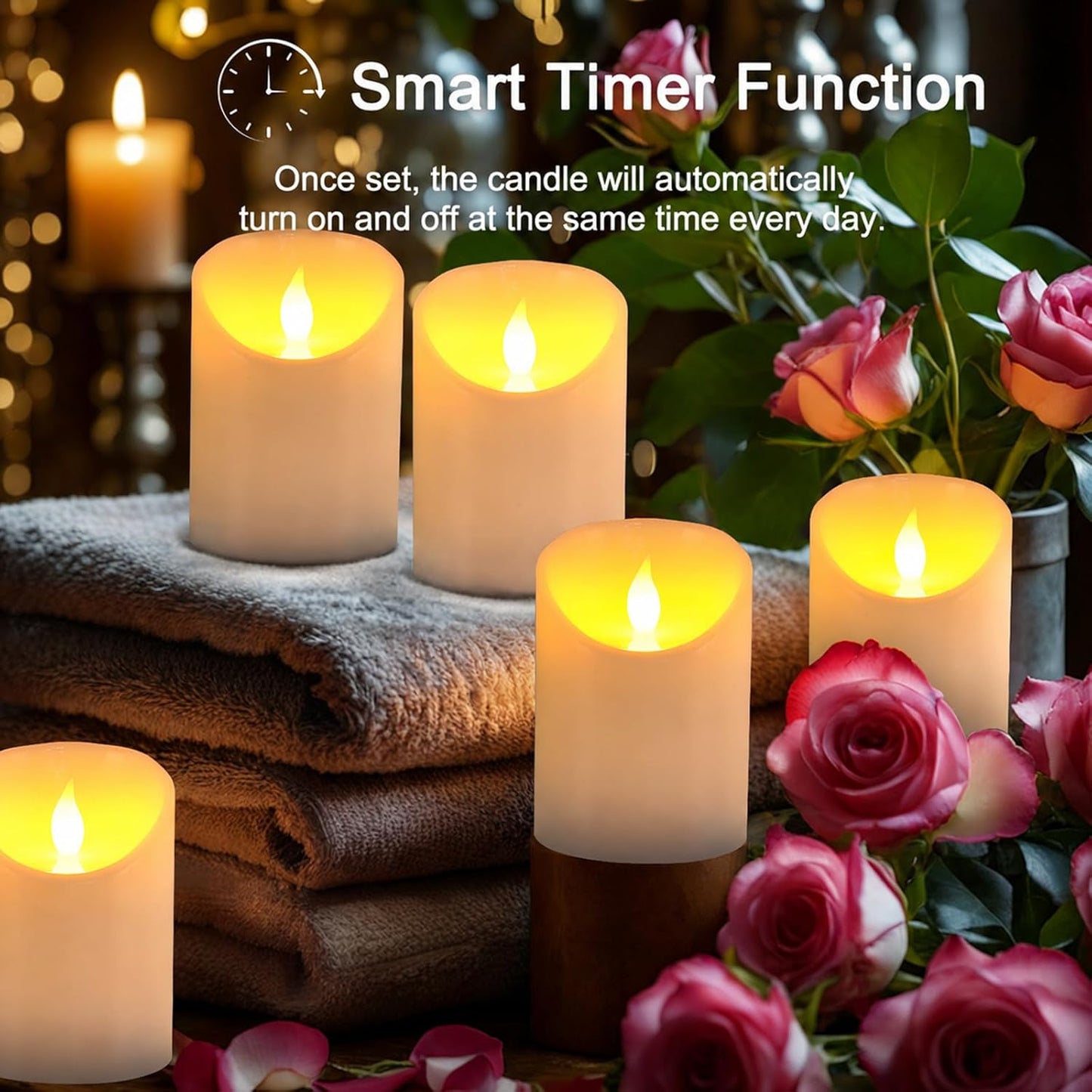 3"x3" Flickering Flameless Candles, Realistic LED Candles, Battery Operated Candles with Remote and Timers, Real Wax Electric Fake Pillar Candles for Festival Wedding Home Party Decor -2Pack