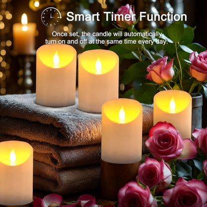 3"x3" Flickering Flameless Candles, Realistic LED Candles, Battery Operated Candles with Remote and Timers, Real Wax Electric Fake Pillar Candles for Festival Wedding Home Party Decor -2Pack