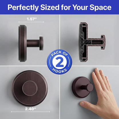 HOME SO Suction Cup Hooks for Shower & Bathroom Towel Holder 2-Pack – Suction Cups Hooks for Hanging Towels, Robes, & Coats - Tiles, Glass Door or Mirror – Shower Hooks & Towel Hooks Organizer - Black