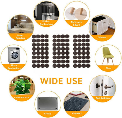 Furnigear Felt Furniture Pads for Hardwood Floors - Self Adhesive Chair Felt Pads, Floor Protector for Furniture Feet, Furniture Sliders Moving Your Furniture Smoothly - Anti Scratch 96 Pcs 3/4" Round
