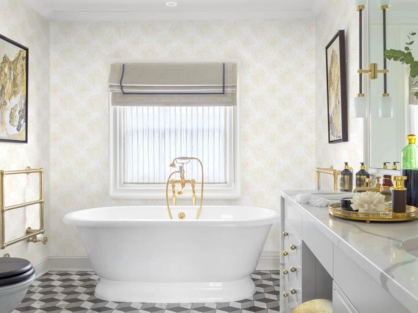 Boho Wallpaper Neutral Peel and Stick Wallpaper 78.7"x17.3" Geometric Wall Paper Beige and White Contact Paper Textured Removable Vinyl Waterproof for Bedroom Farmhouse Kitchen Bathroom