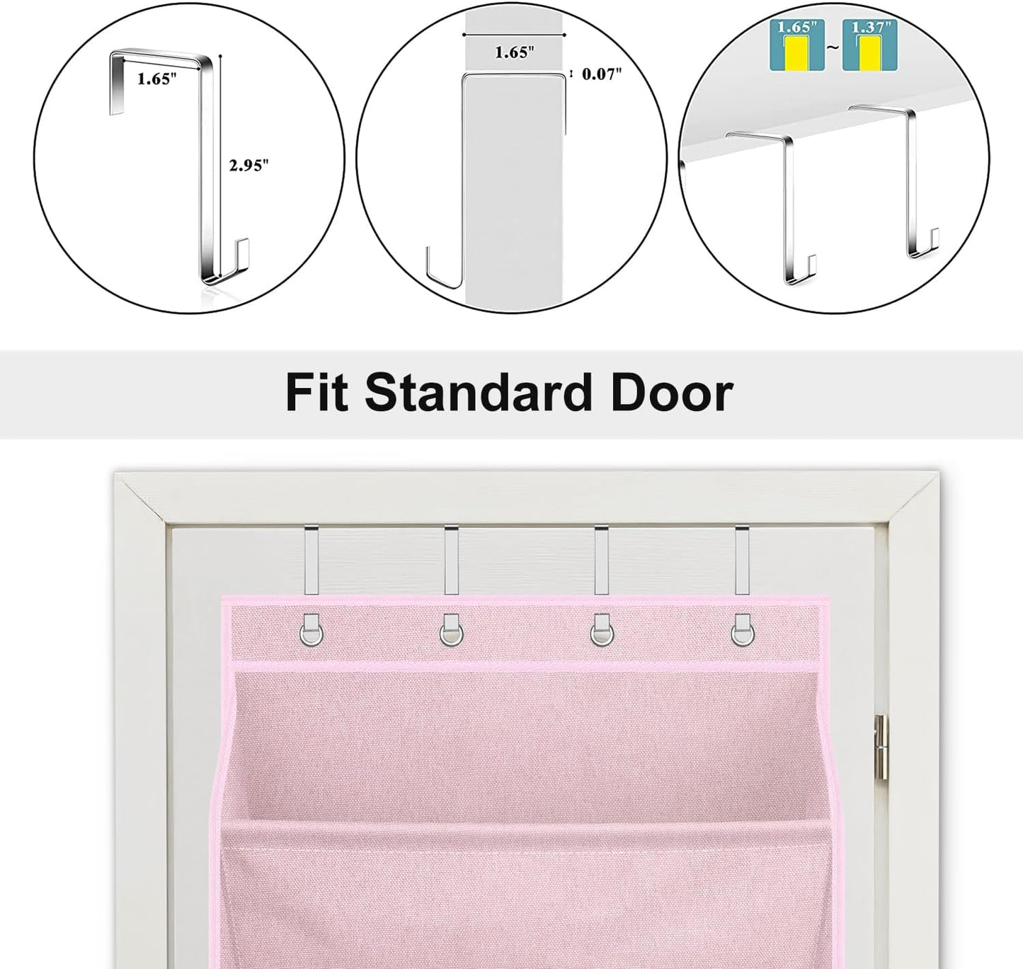 SLEEPING LAMB Over The Door Shoe Organizer for Closet with Large Deep Pockets, Narrow Shoe Rack for Door Hanging Boots Storage, Black