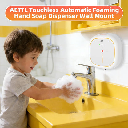 Automatic Foam Soap Dispenser Touchless Wall Mounted, USB-C Rechargeable with Smart Screen Temperature Display & Ambient Light, 7 Adjustable Levels, 16.9 oz for Kitchen Bathroom Commercial,White