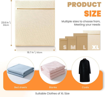 ABRRLO 4Pcs Cotton Mesh Laundry Bags for Delicates,Breathable Mesh Garment Bag for Washing Machine,Travel Wash Bags with Zipper for Bras,Underwear,Socks,Baby Clothes,Laundry Dorm Room Essentials(S)