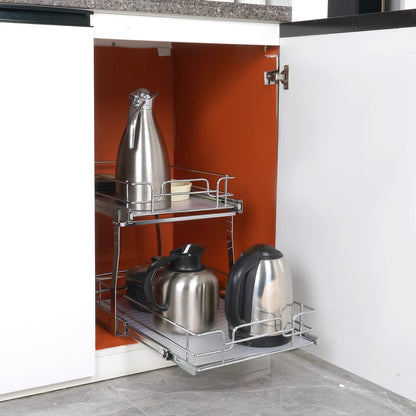 VEVOR Pull Out Cabinet Organizer, 12"W x 21"Dx15.2"H Heavy Duty Slide Out Pantry Shelves, Chrome-Plated Steel Roll Out Drawers for Home,13.5"Wx22"Dx19"H Inside Kitchen Cabinet, Bathroom, Under Sink