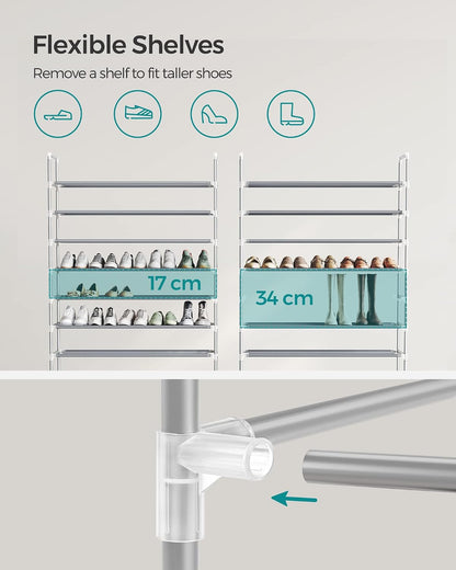 SONGMICS Shoe Rack, 10-Tier Shoe Shelf, Shoe Storage Organizer, 11 x 17.7 x 68 Inches, Metal Frame, Non-Woven Fabric Shelves, for Entryway, Bedroom, Black ULSH010B02