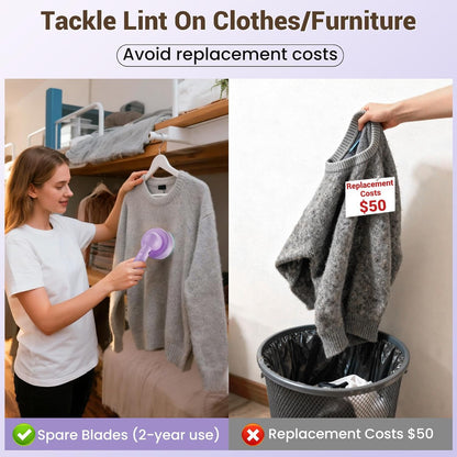DBC Fabric Shaver & Lint Remover for Clothes, Sweaters & Furniture - 6-Leaf Blade, 3 Speeds, 2H Runtime, Portable Design Perfect for Travel, Includes 2 Extra Blades