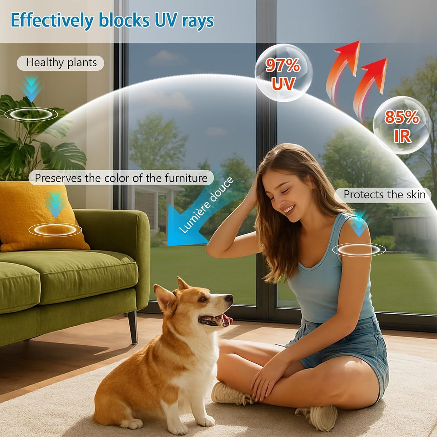 Niviy Frosted Glass Window Privacy Film Decorative, Static Cling Bathroom Window Frosting Film Day and Night Windows Cling Home Glass Door Cover, 17.5 inch x 78.7 inch