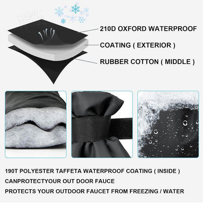 Outside Tap Covers for Winter, 1pcs Large Outdoor Tap Cover Insulated Protector, Waterproof & Thickened Thermal Tap Jacket Protects Your Tap from Freezing Bursting (Black)