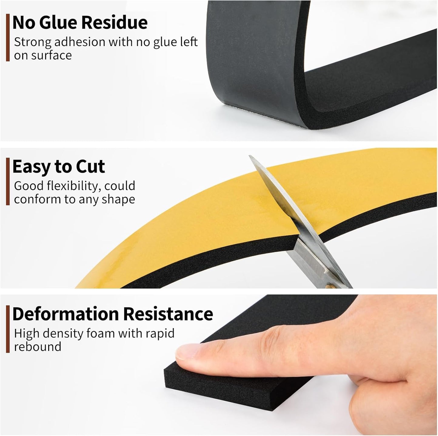 Yotache Self Adhesive Foam Gasket Tape 1/2" W X 1/2" T (New Adhesive Craft) for Doors Soundproofing Weather Seal Strip Insulation, 13 Ft Length