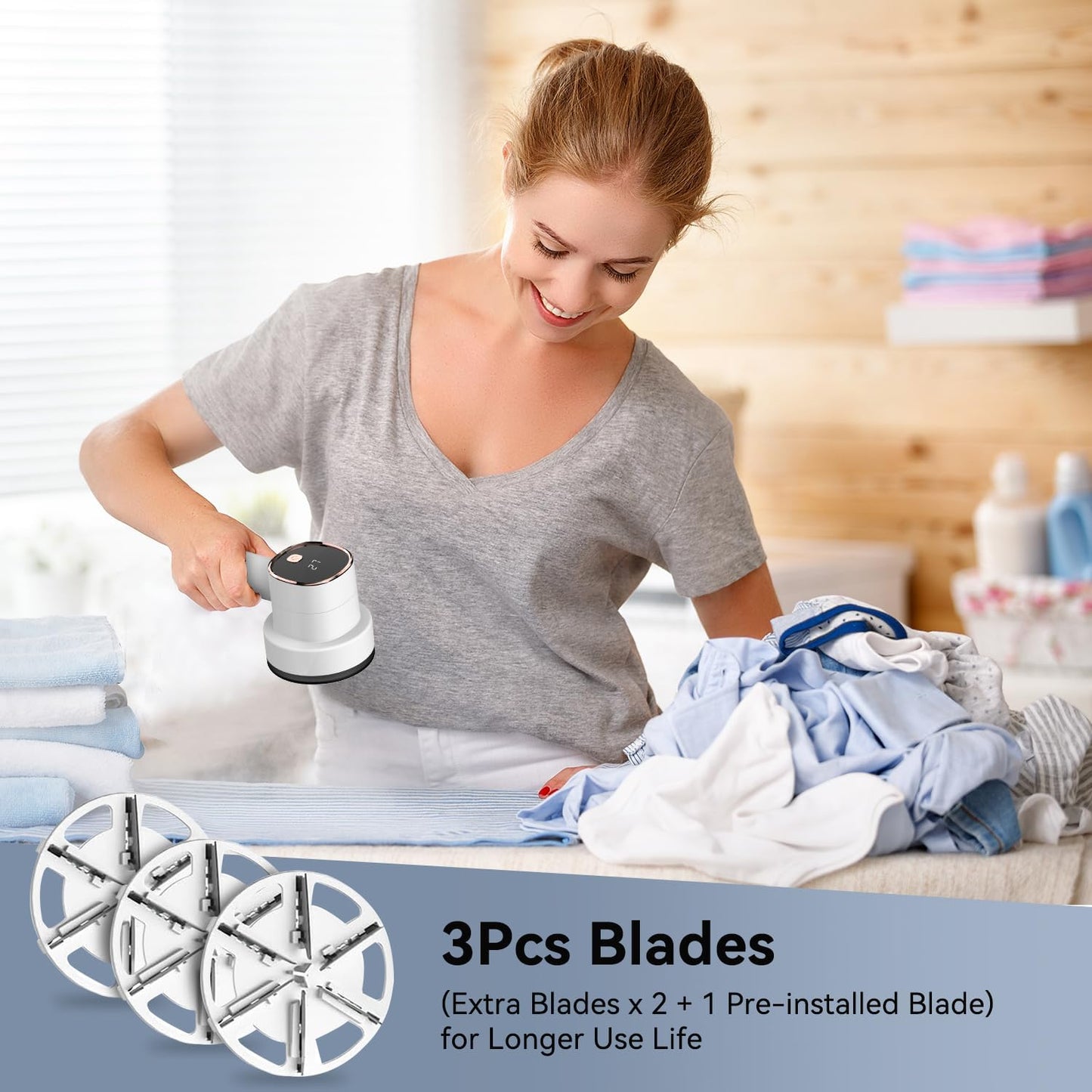 Rechargeable Fabric Shaver for Clothes: 6-Leaf Blades & 3 Speeds to Remove Pilling, Fuzz & Lint Balls - with LED Display, Portable Electric Lint Remover for Sweater, Couch, Blanket, Furniture