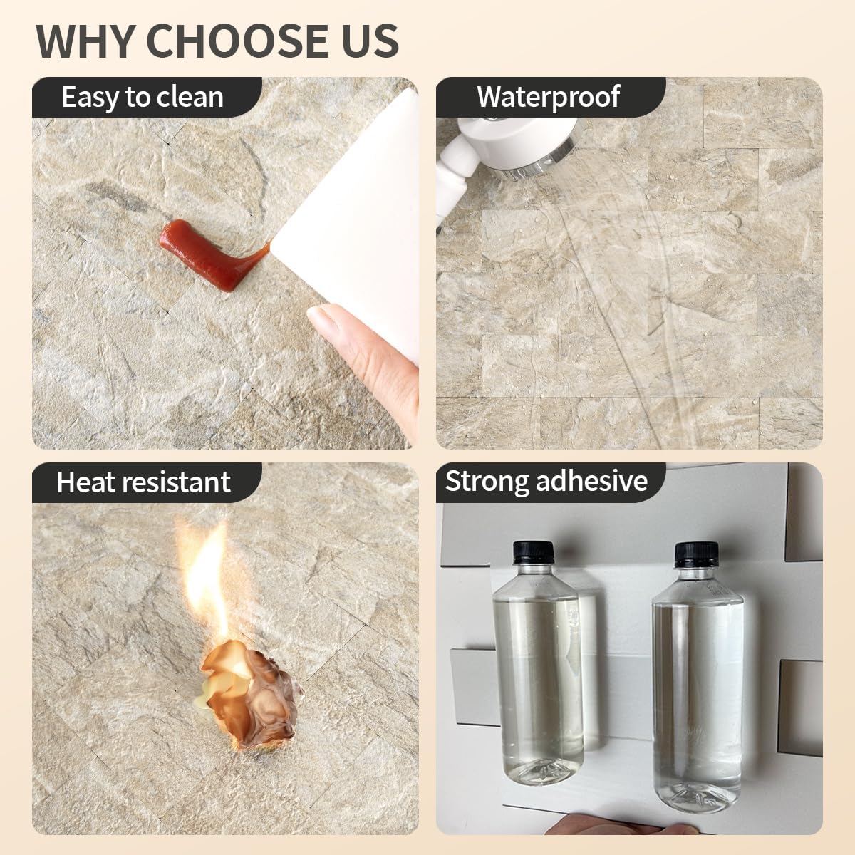 DICOFUN 10-Sheet Polished White Thick PVC Peel and Stick Backsplash, Ceramic Look Subway Tile White Kitchen Backsplash Peel and Stick Wall Tiles