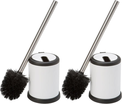 Bath Bliss Toilet Brush and Holder | Self Closing Lid | 360 Degree Brush Head | Bathroom Cleaning | Compact Size | Storage and Organization | Stainless Steel