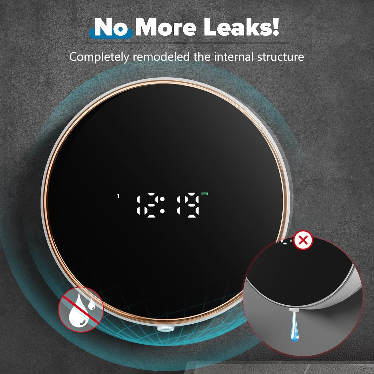 Automatic Soap Dispenser Foam Bathroom: Wall Mount Rechargeable Touchless Adjustable Auto Smart Electric Plastic Black Foaming Soap Dispenser with Clock - Kitchen - Hand Dish Lotion Couple Kids