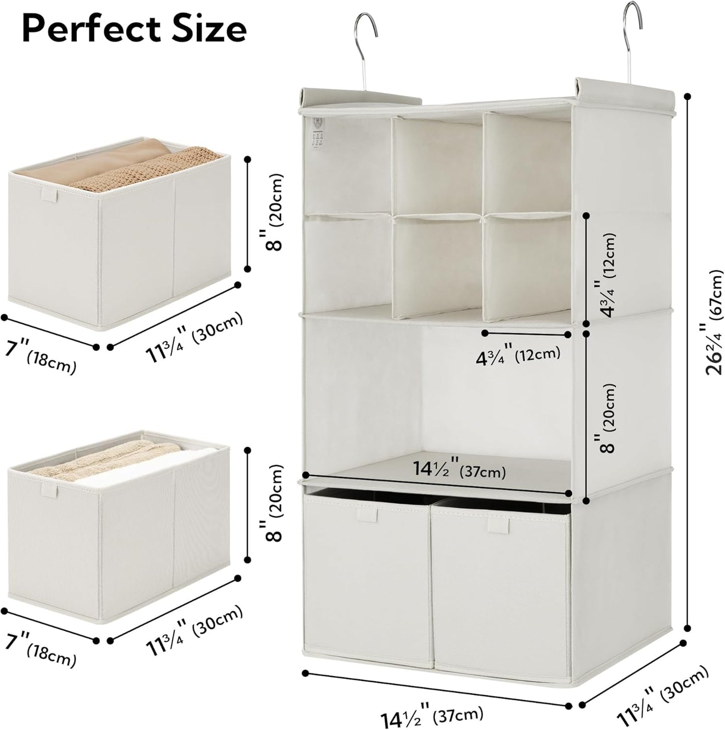GRANNY SAYS 3-Shelf Hanging Closet Organizer and Storage, Collapsible Hanging Closet Shelves, Hanging Organizer for Closet & RV, Gray, 29 ½" H X 12" W X 12" D, 1-Pack