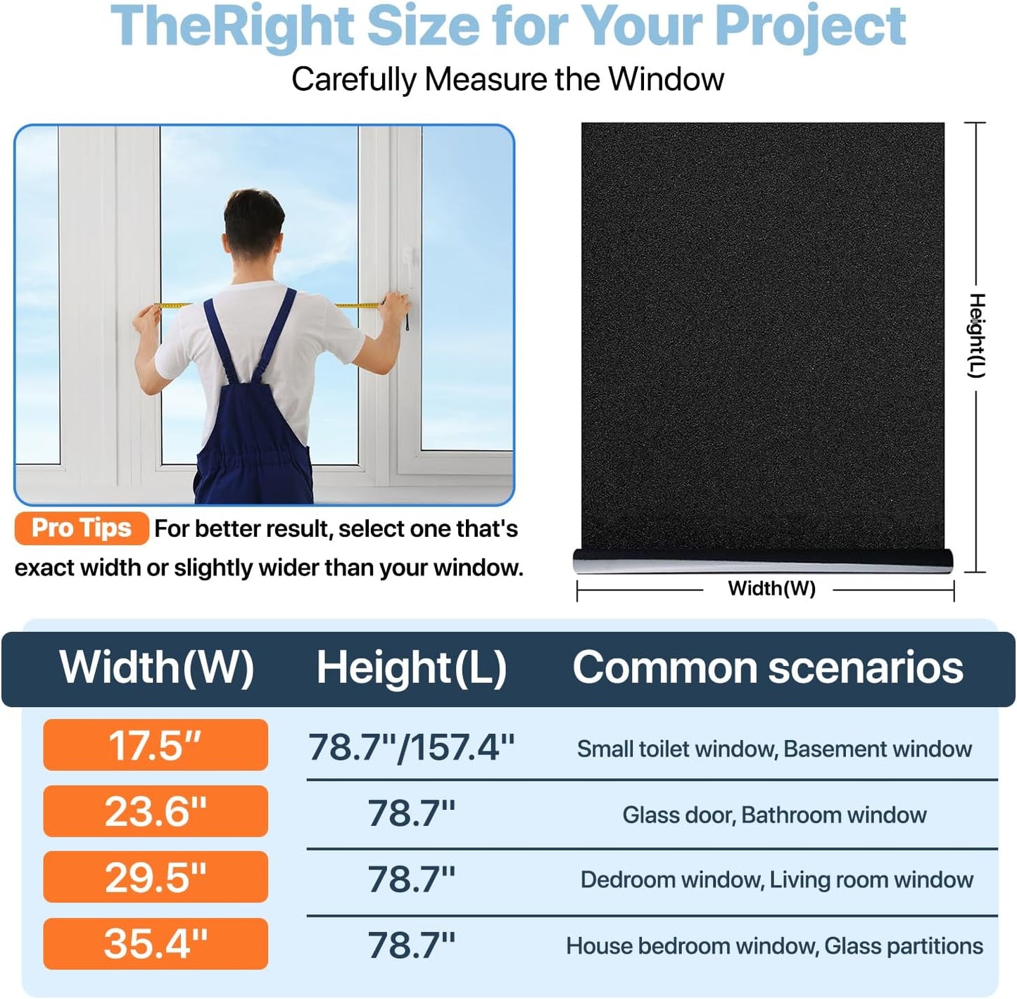 Niviy Frosted Glass Window Privacy Film Decorative, Static Cling Bathroom Window Frosting Film Day and Night Windows Cling Home Glass Door Cover, 17.5 inch x 78.7 inch