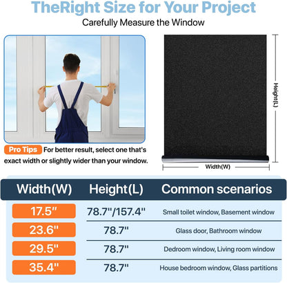 Niviy Frosted Glass Window Privacy Film Decorative, Static Cling Bathroom Window Frosting Film Day and Night Windows Cling Home Glass Door Cover, 17.5 inch x 78.7 inch
