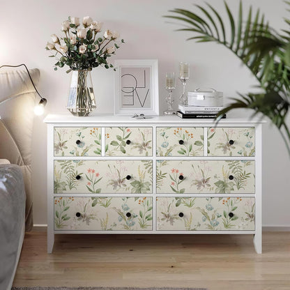 Simon&Siff Vintage Wallpaper Peel and Stick Beige Floral Contact Paper Wildflowers Botanical Wall Paper Removable Renter Friendly Wallpaper 17.3in x 9.8ft