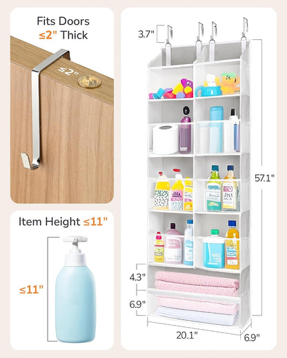 ULG Over the Door Organizer, 5-Tier Extra Large Hanging Storage with 10 Mesh Pockets, 100 lbs Capacity, Heavy Duty Door Organizer for Closet, Bedroom, Nursery Storage, Beige