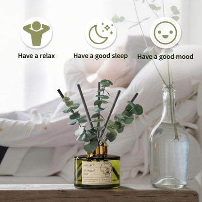 Airkeep Reed Diffuser Set with 6.76 fl oz Forest Mist Scent Essential Oils and 3 Leaves & 8 Diffuser Sticks,Bathroom Shelf Decor & Air Freshener, House Bedroom Office Decor & Gifts