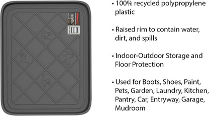 All Weather Boot Tray - Small Water Resistant Plastic Utility Shoe Mat for Indoor and Outdoor Use in All Seasons by Stalwart (Set of Two, Dark Grey)