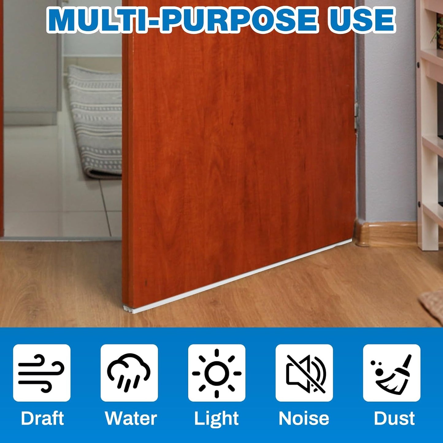 Pangda 2 Pcs Under Door Seal Door Bottom Seal 36" Long 1 3/4" Wide Kerf Strip Weather Stripping Sweep Draft Stopper Channel Replacement with Fins Vinyl Draft Blocker for Exterior Interior Home(White)