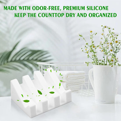 Self Draining Soap Dish Holder,Silicone Soap Dish,for Bathroom,Kitchen, Sponges，Can Extend Soap Life，Keep Soap Bars Dry and Easy Cleaning (White,1-Pack) - Colors A