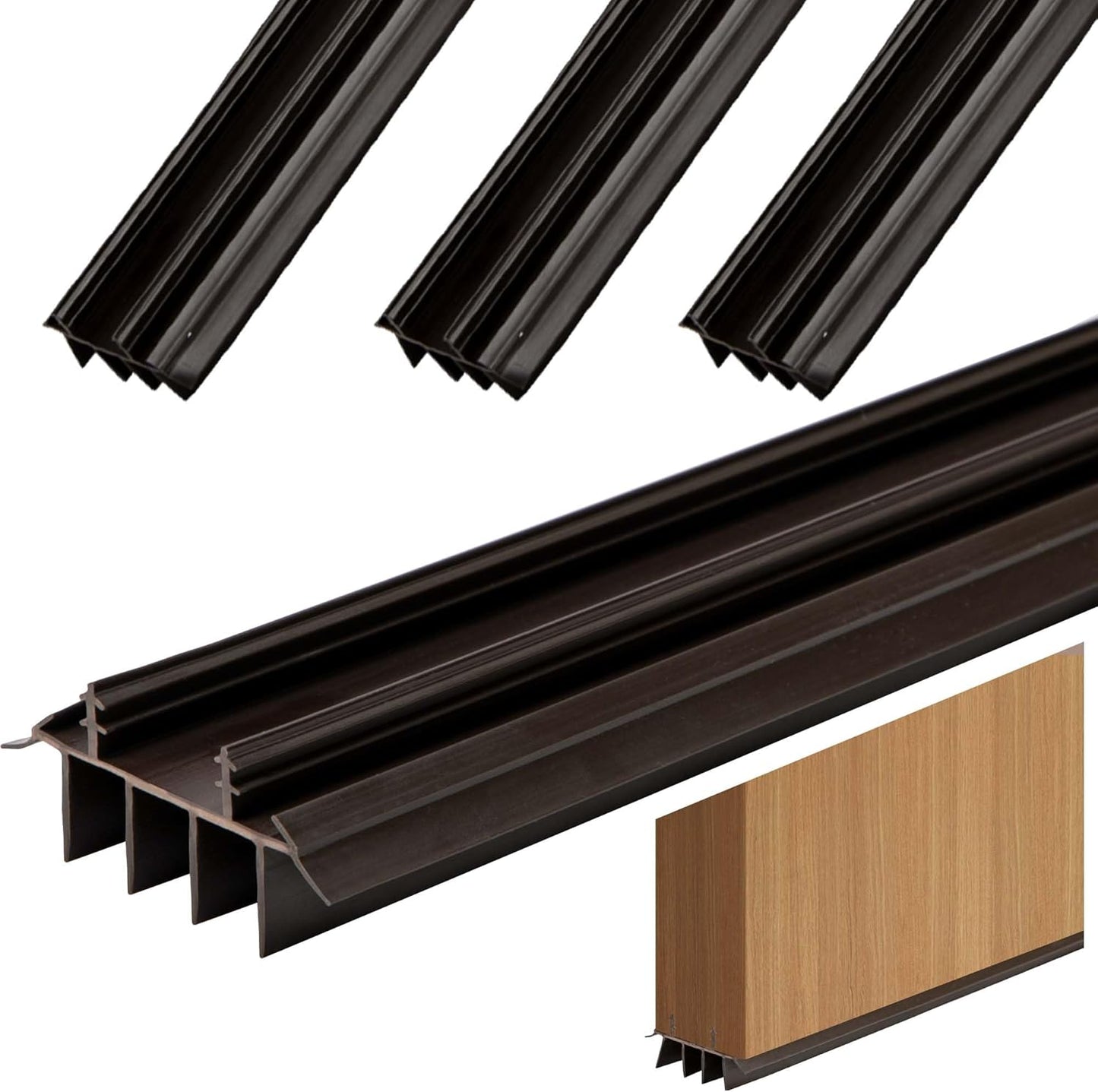 2 Pcs 36 Inch Vinyl Replacement Door Bottom,1-3/4 Inch Wide Replacement Door Bottom with Vinyl Fins,Vinyl Replacement Under Door Seal for Weather Stripping Door Insulation