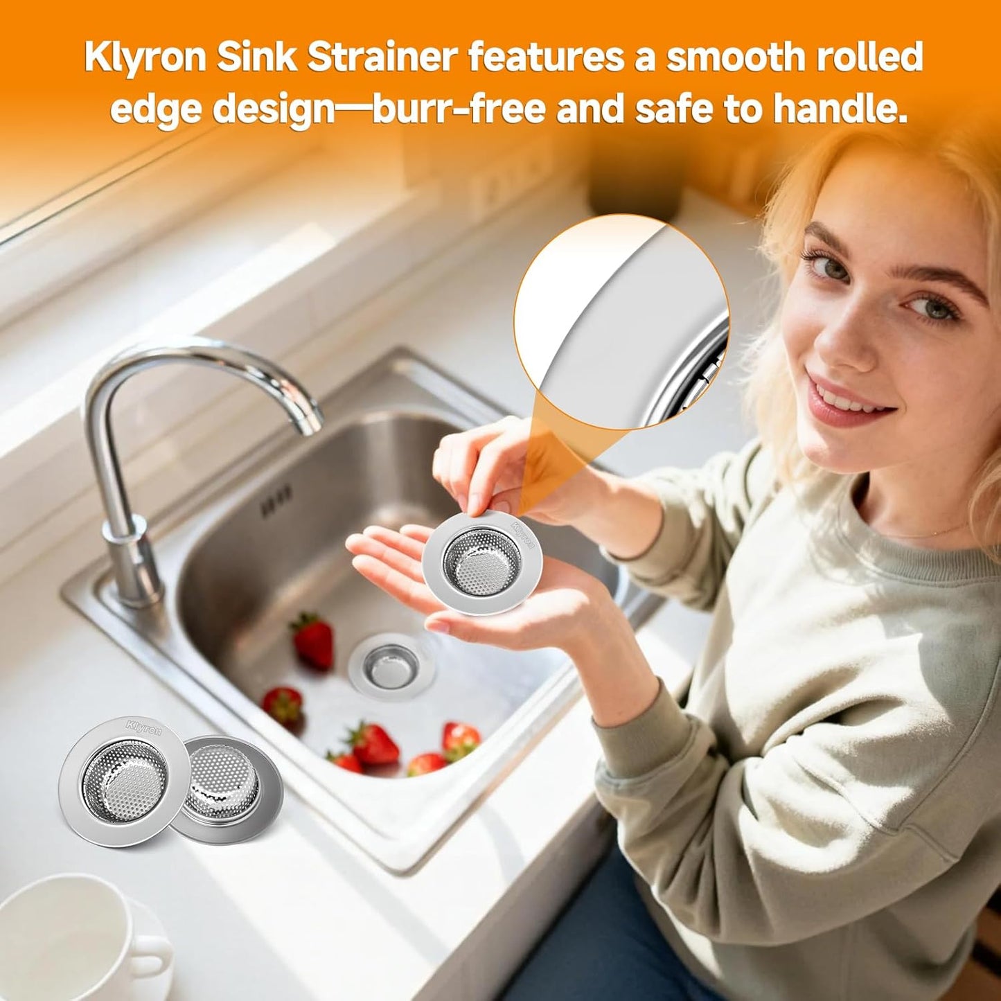 3-Pack Stainless Steel Kitchen Sink Strainer – 2026 Deep Basket Drain Filter, Rust-Proof Food Catcher, Smooth Edge, Fits 3.5" for Kitchen, Utility Sinks, Basins. Anti-Clog, Dishwasher Safe (4.5" OD)