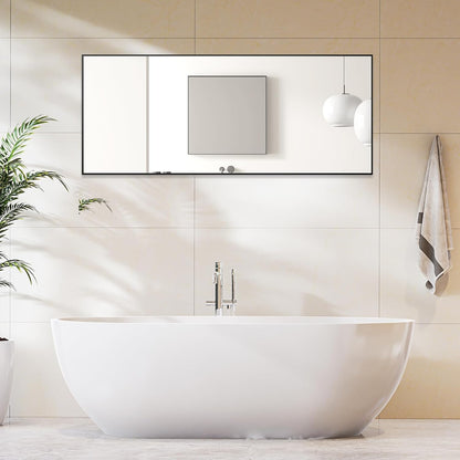 OLIXIS 64"x 21.5" Arched Mirror Full Length, Full Body Mirror with Stand, Hanging or Leaning for Wall, Floor Standing with Shatter-Proof Glass for Bedroom, Living Room, Long, Black