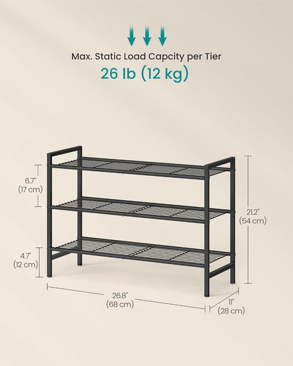 SONGMICS Metal Shoe Rack, Free Standing Shoe Organizer for Entryway Closet Garage Small Spaces, Heavy-Duty Slim Steel Storage Shelf, 8-Tier, Fits 16-24 Pairs, Bronze ULMR028A01