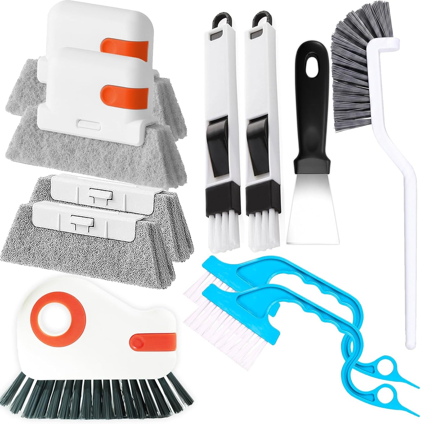 Window Track Cleaner Tools Set - 14 Pcs Window Groove Cleaning Brush Kit, Crevice Cleaning Brush for Sliding Door, Shutter, Sill, Tile Lines, Sink