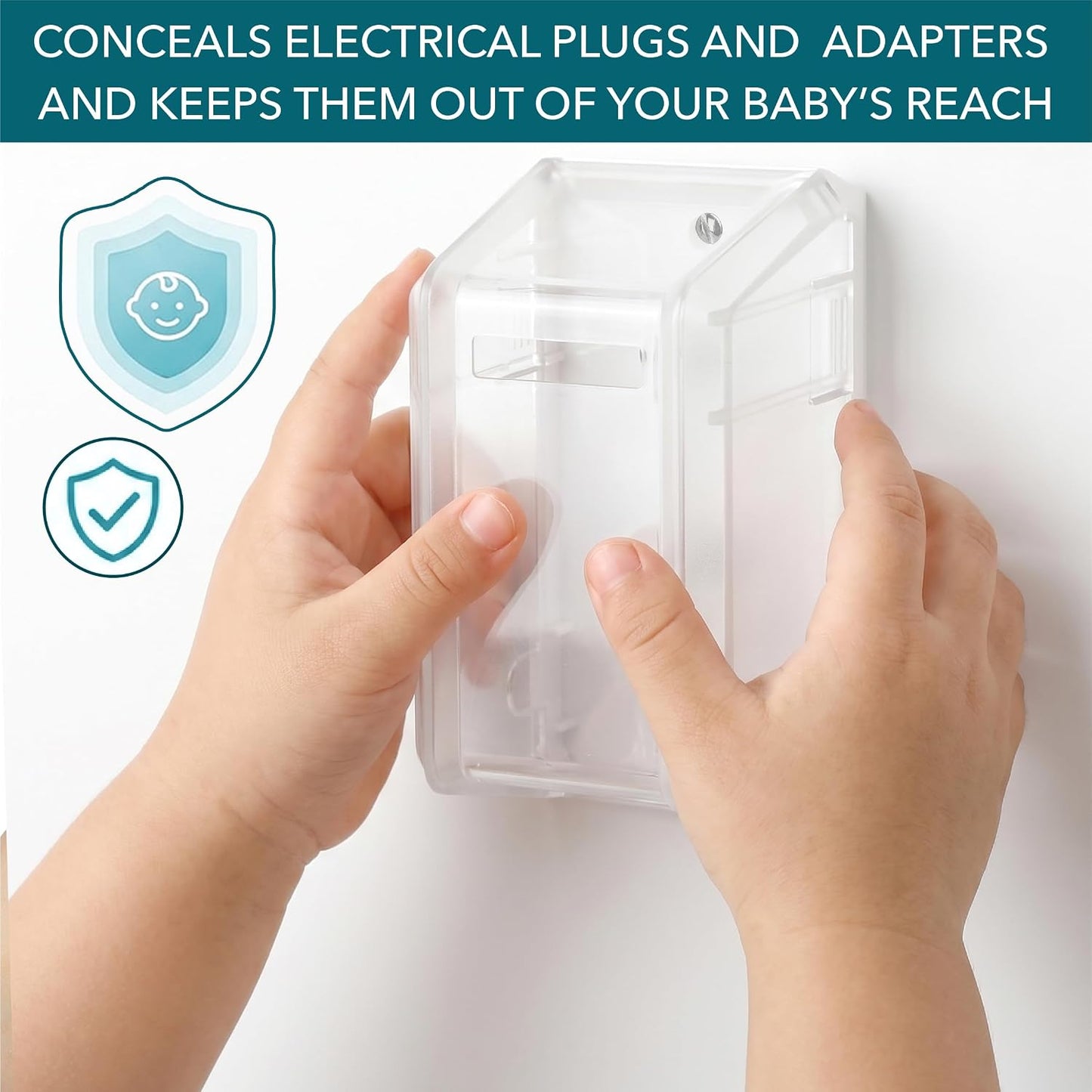 Bates- Baby Safety Outlet Cover Box, Transparent Door, Baby Proof Outlet Covers, Plug Covers for Electrical Outlets