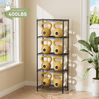 Golpart 4 Tier Adjustable Storage Shelves Metal Utility Shelf Wire Shelving Unit Organizer Rack for Home Kitchen Office Bathroom Pantry Room 12" D x 18" W x 44" H