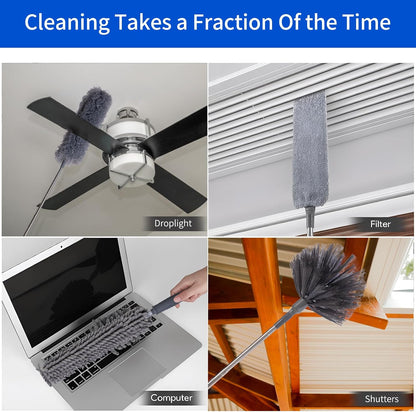 FrutPunch Duster with Extension Pole,Ceiling Fan Cleaner Duster Set of 6, Telescopic Cobweb Feather Duster 100 Inch,Ceiling Fan Duster, House Cleaning Tool Set