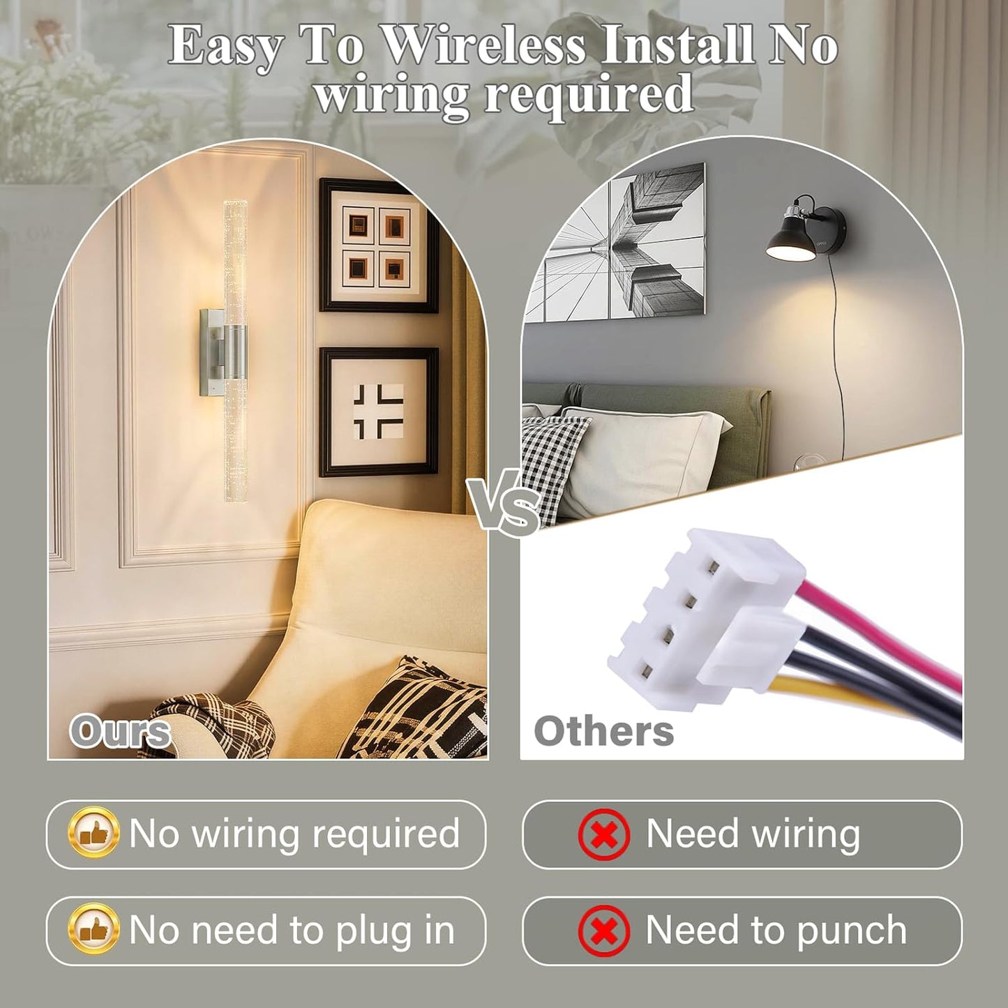 camuucci Battery Operated Wall Sconces Set of 2 Rechargeable Battery Powered Wall Light with 12000mAh Not Hardwired Dimmable Wall Lamp Fixtures for Bedroom Living Room Gold 15.3 Inches