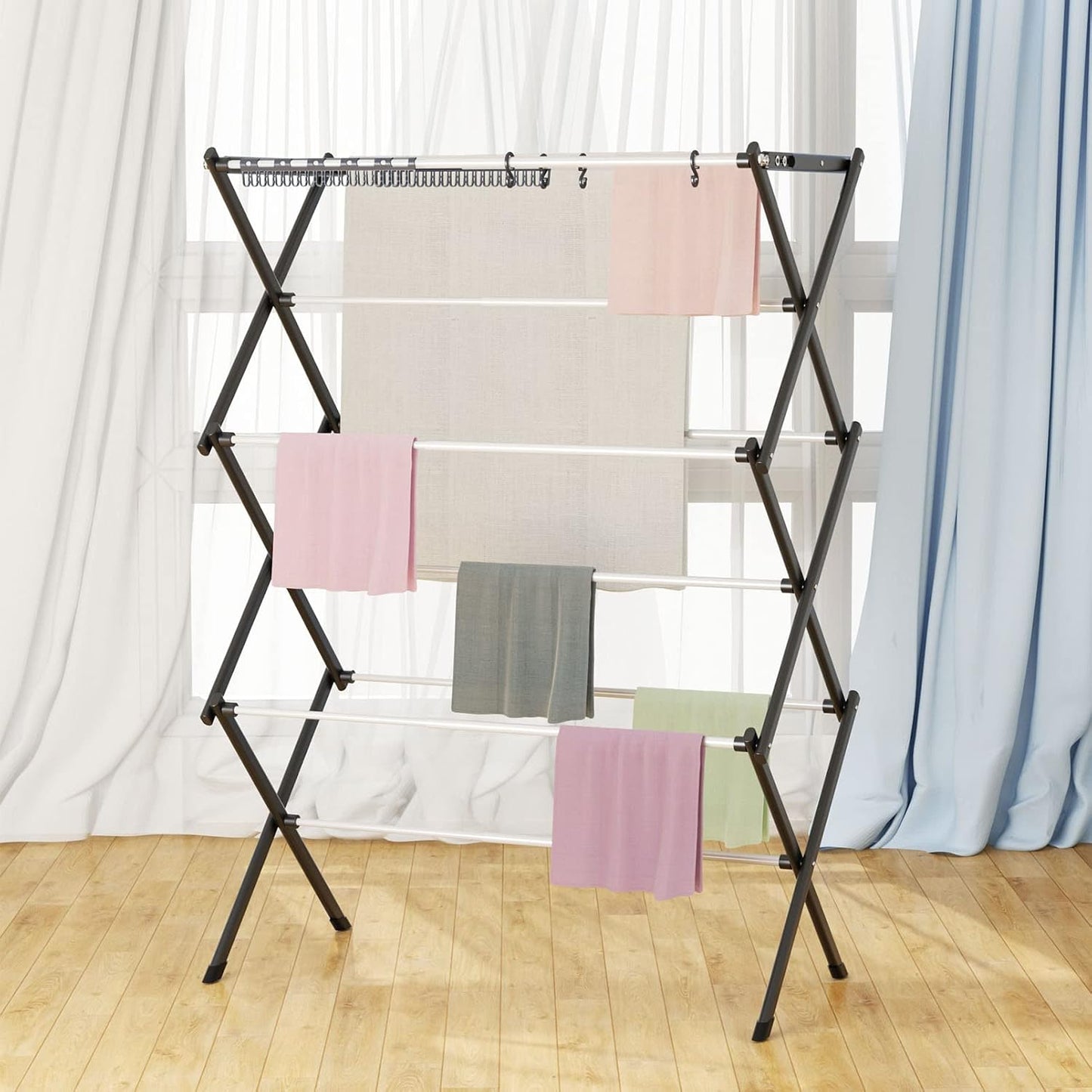 Clothes Drying Rack Household Indoor, Foldable Drying Rack Clothing for Laundry - 40" x 28.8" x 14.2", Space Saving Indoor, Black-1pack