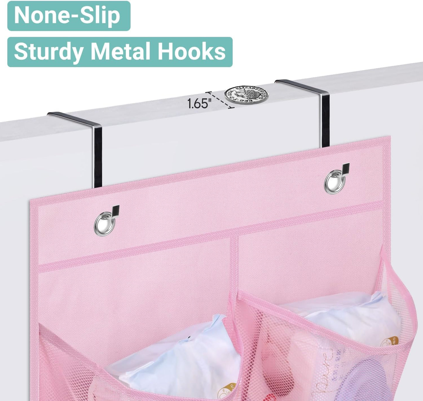 KIMBORA 2 Packs Narrow Over the Door/Wall Shoe Organizer Cruise, Small Hanging Shoe Rack for Closet with Clear Mesh Pocket for Bathroom, RV, Pantry, Camping (White)