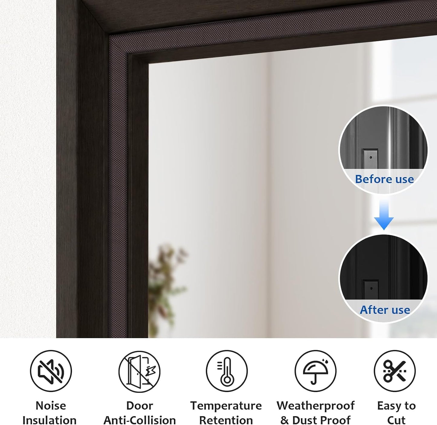 Litaibai 40 ft Kerf Weather Stripping Door Seal for Exterior Doors, White | Press-in kerf seal for grooved door frames is not self-adhesive, replaces worn seals, and helps reduce drafts and energy loss