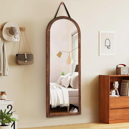 Full Length Mirror 65"x22" with Stand Solid Wood Frame Floor Large Mirror for Living Room, Bedroom Hanging Standing or Leaning Wall-Mounted, New Black